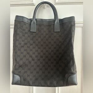 Gucci Twill Leather Canvas Tote